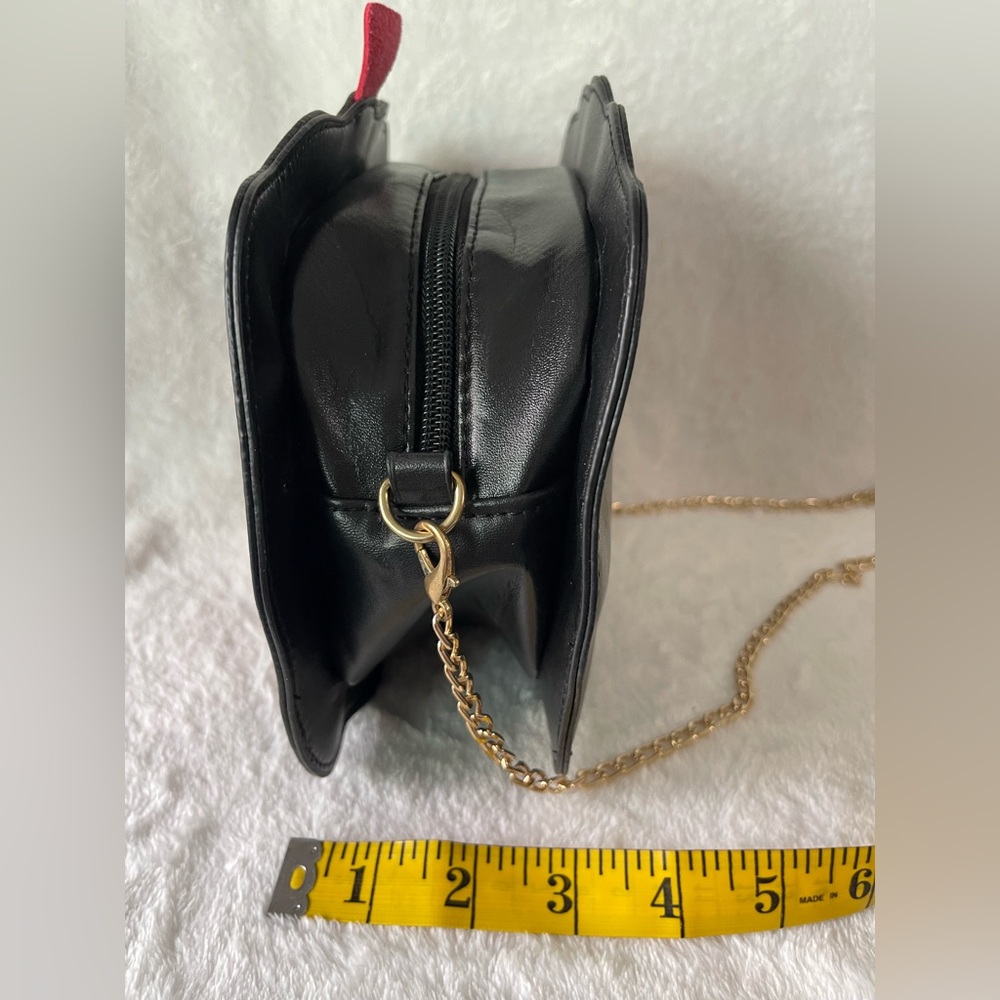 Halloween pumpkin Crossbody purse, black red gold chain - Picture 7 of 8